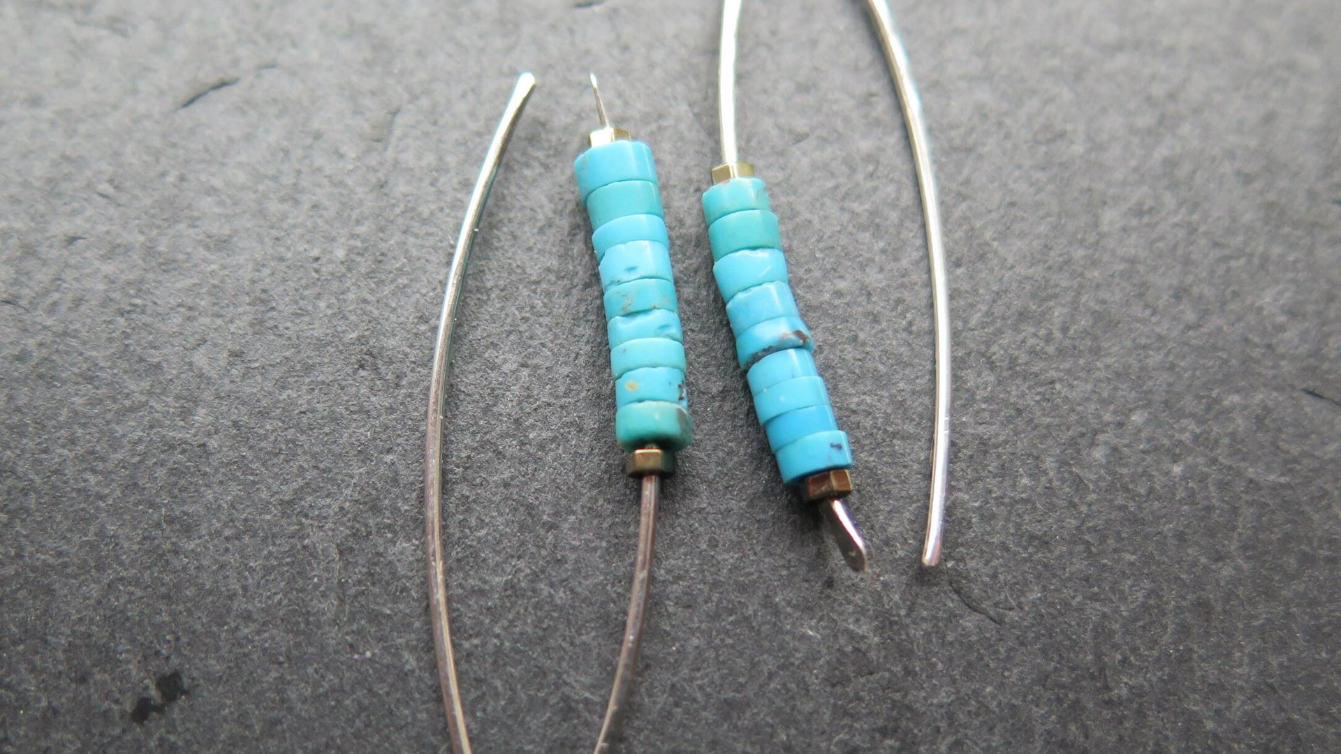 genuine turquoise earrings with natural stones in robins egg blue. modern turquoise jewelry. made in Canada