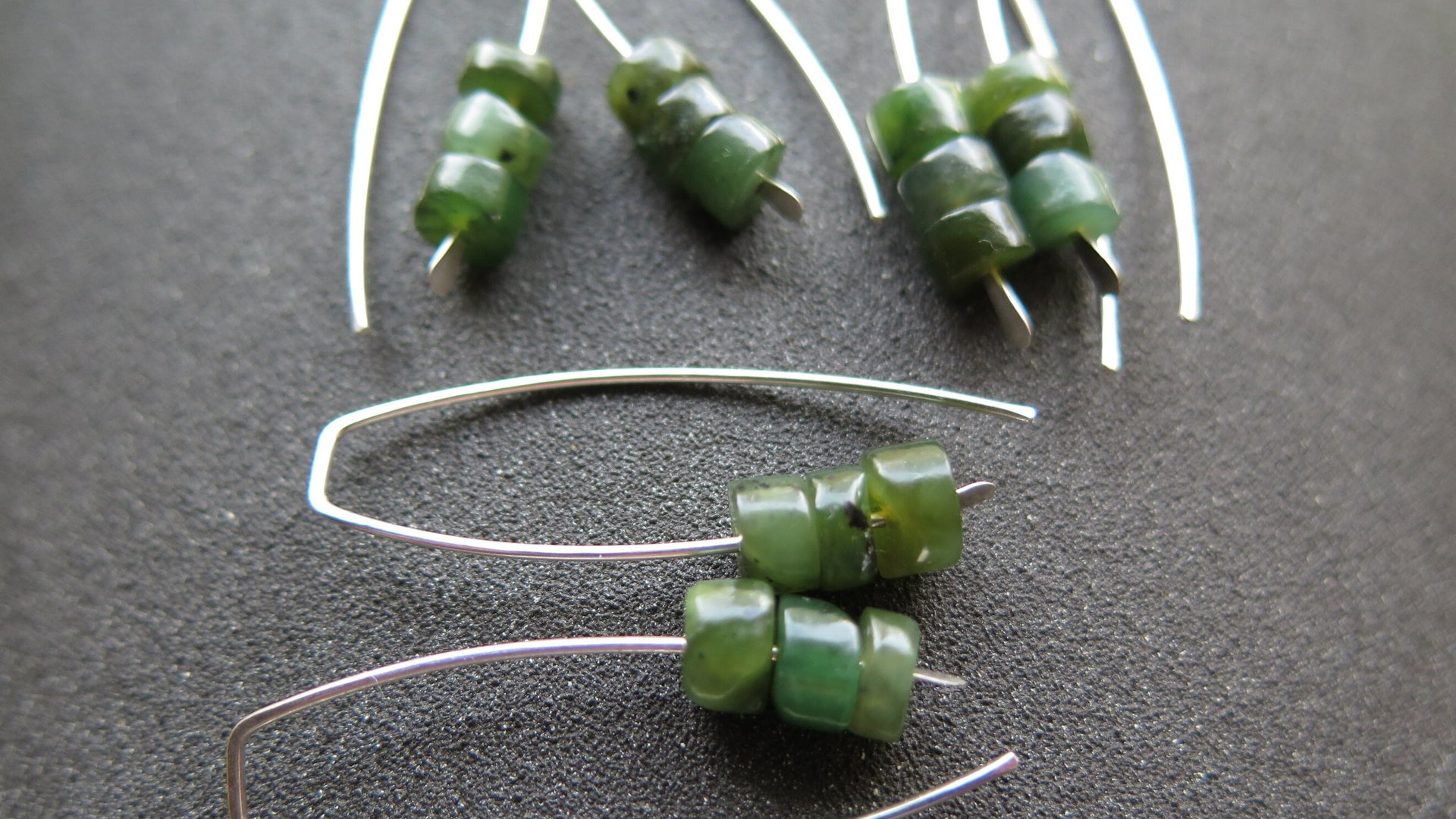 Canadian jade earrings. green jade jewelry. sterling silver jewellery.