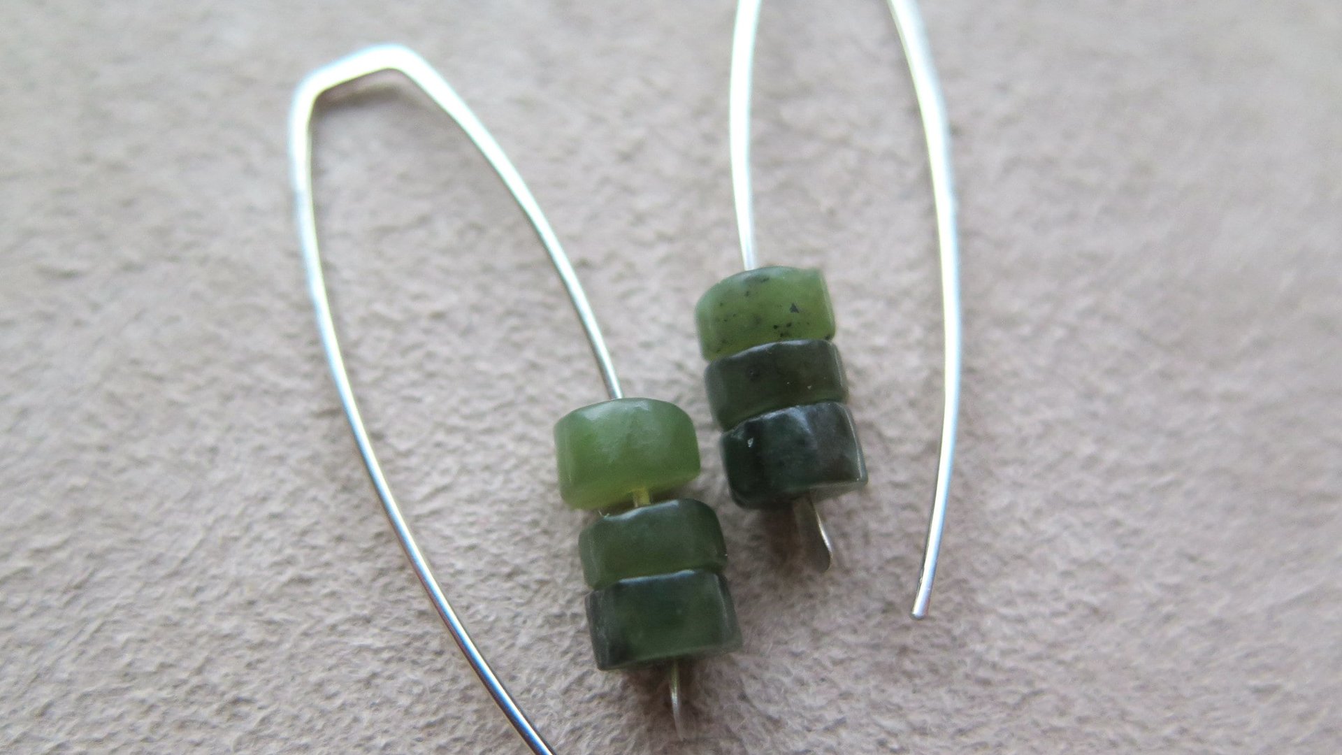 Canadian jade earrings. green jade jewelry. sterling silver jewellery.