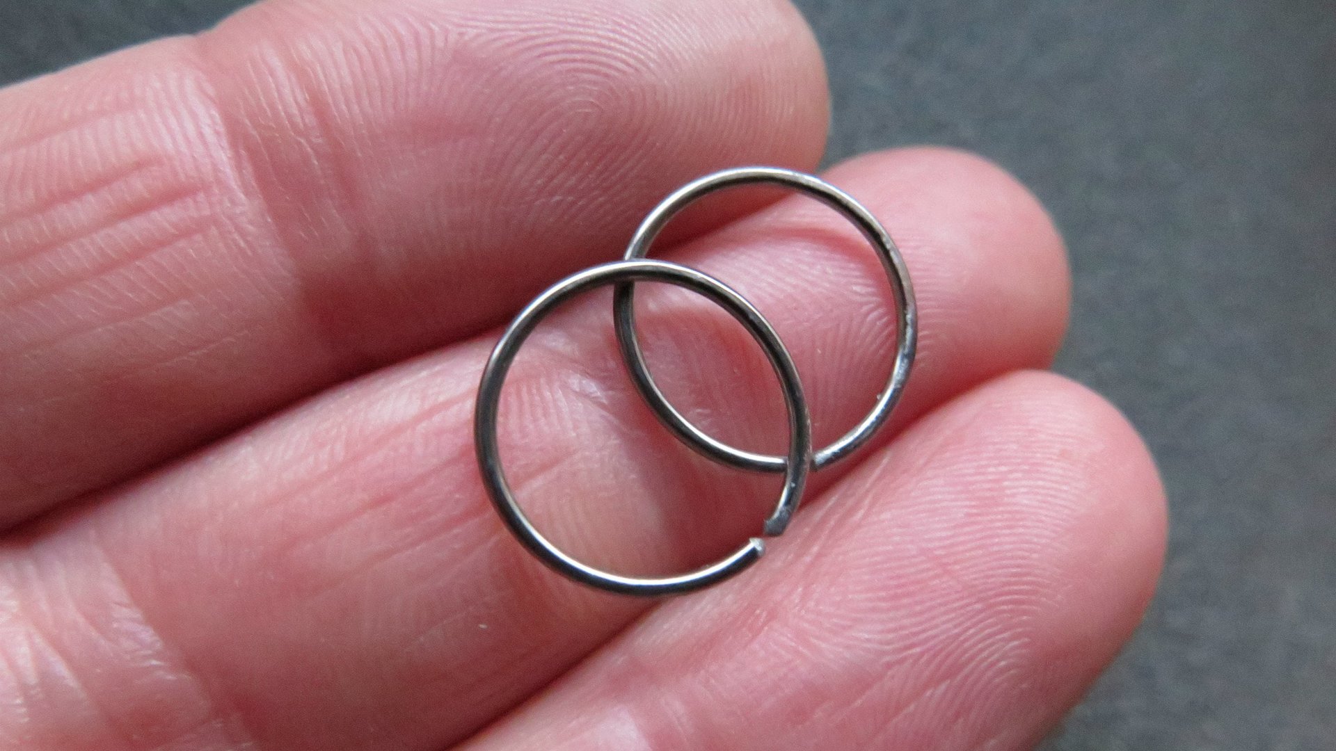 mens hoop earrings. dark silver niobium. hypoallergenic hoops.