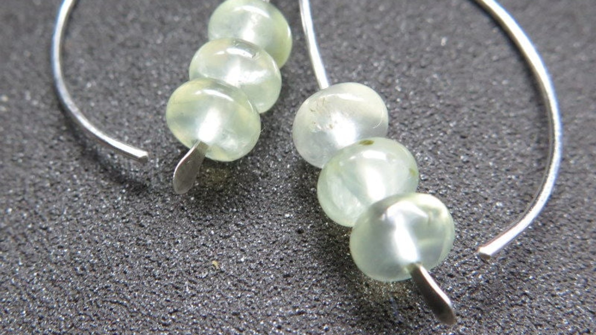 mint green earrings. natural stone jewelry. prehnite jewellery
