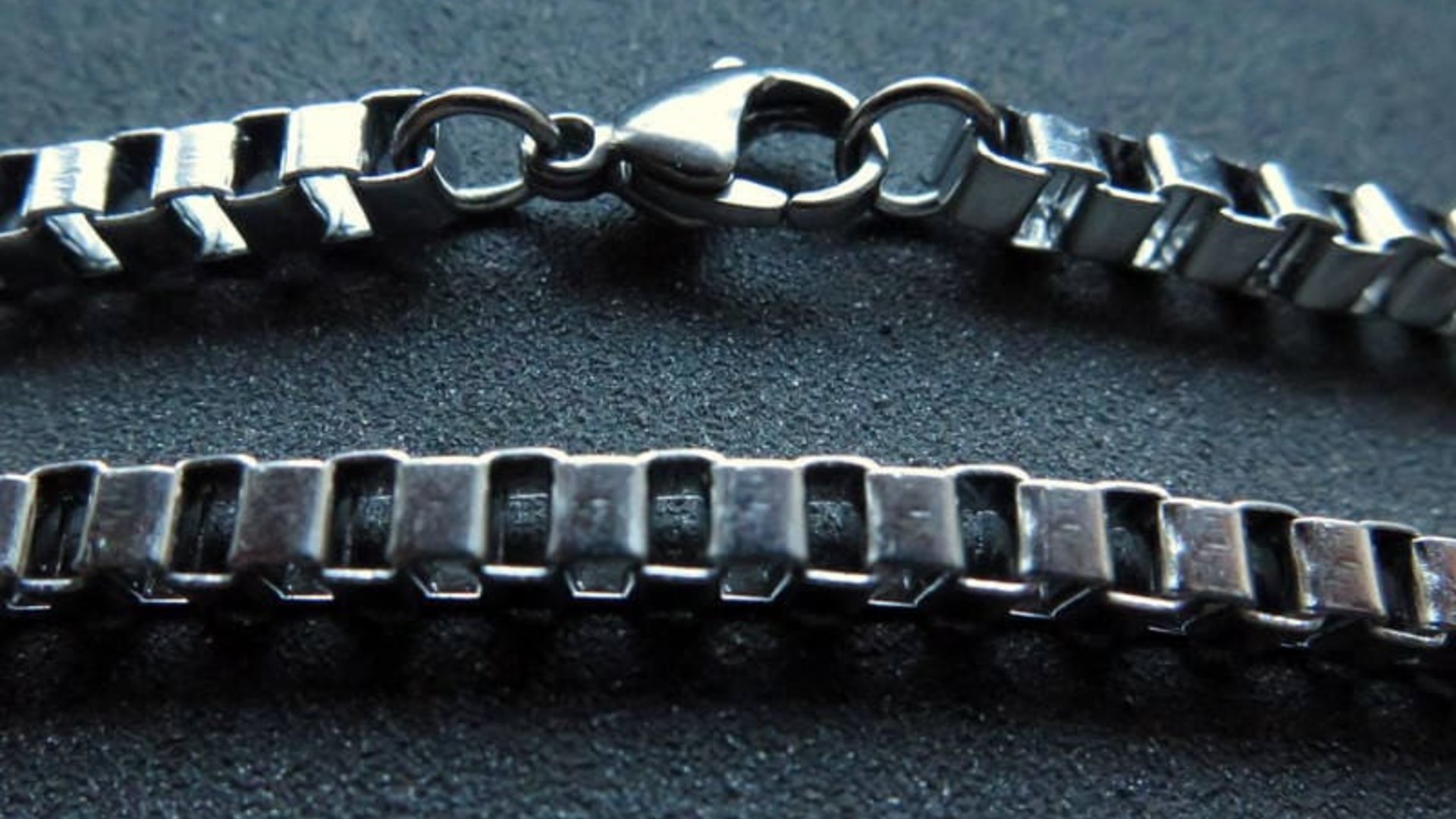 mens box chain necklace. stainless steel jewelry. made in Canada.