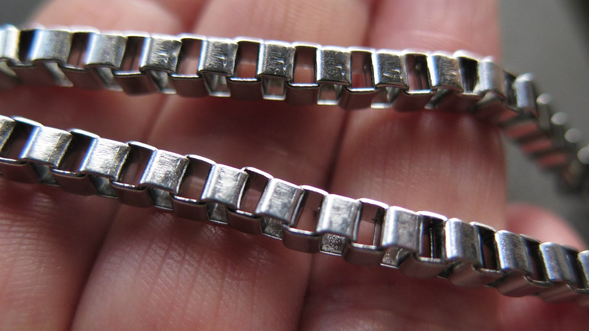 mens box chain necklace. stainless steel jewelry. made in Canada.