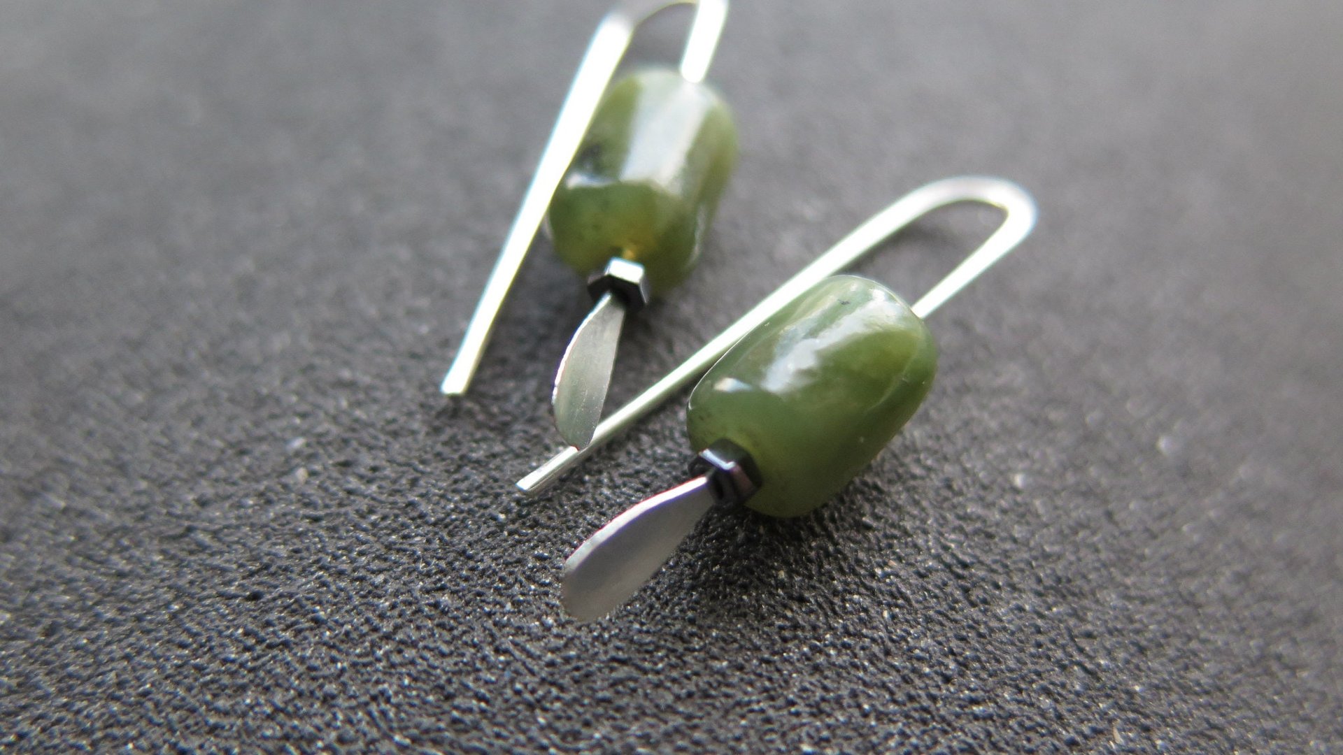 genuine green jade earrings from Canada. natural jade jewelry. 1 inch earrings.