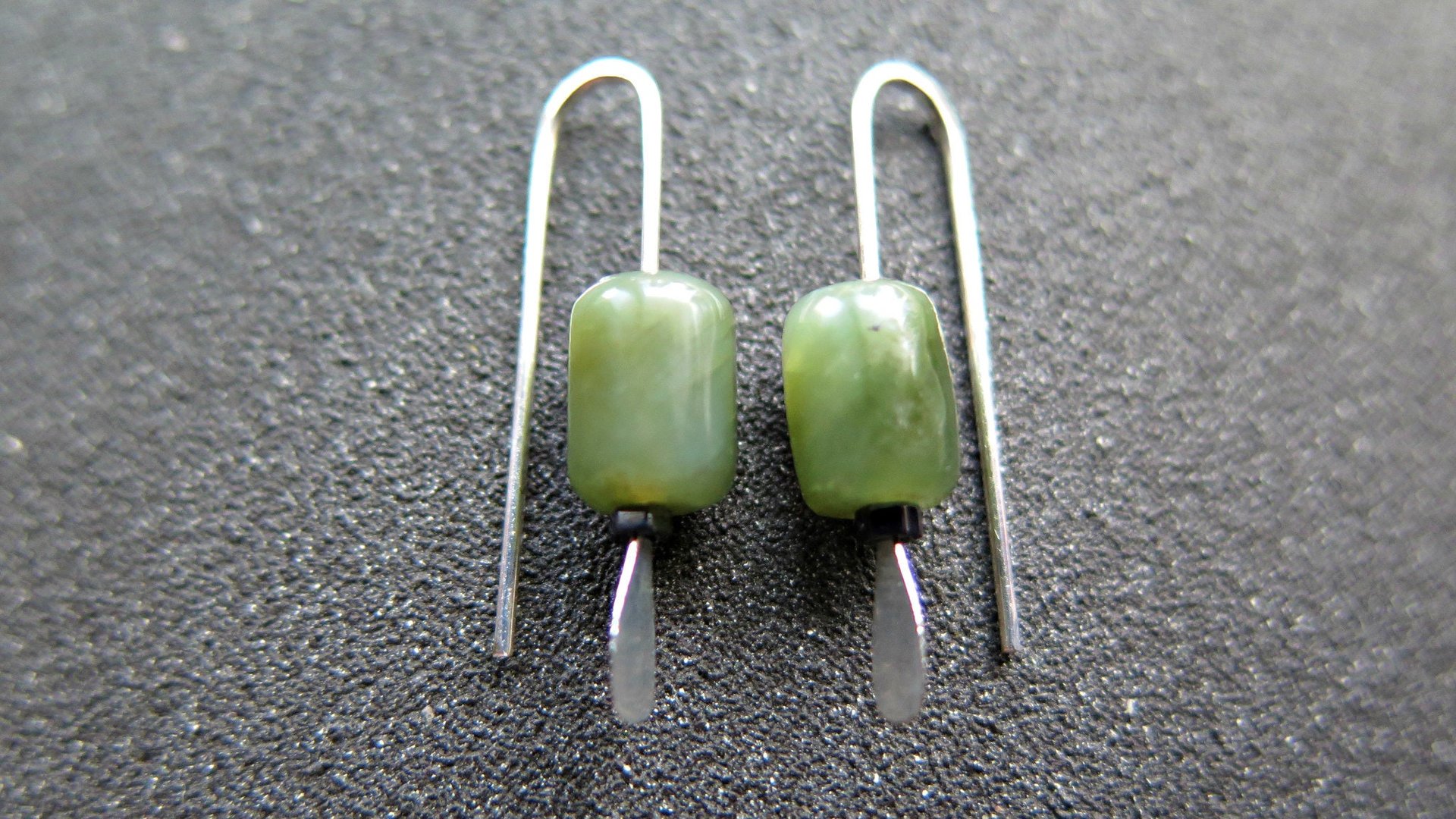 genuine green jade earrings from Canada. natural jade jewelry. 1 inch earrings.