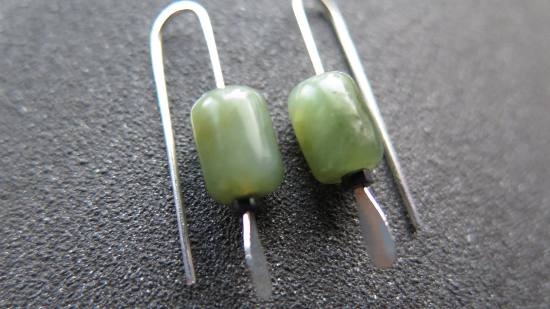 genuine green jade earrings from Canada. natural jade jewelry. 1 inch earrings.