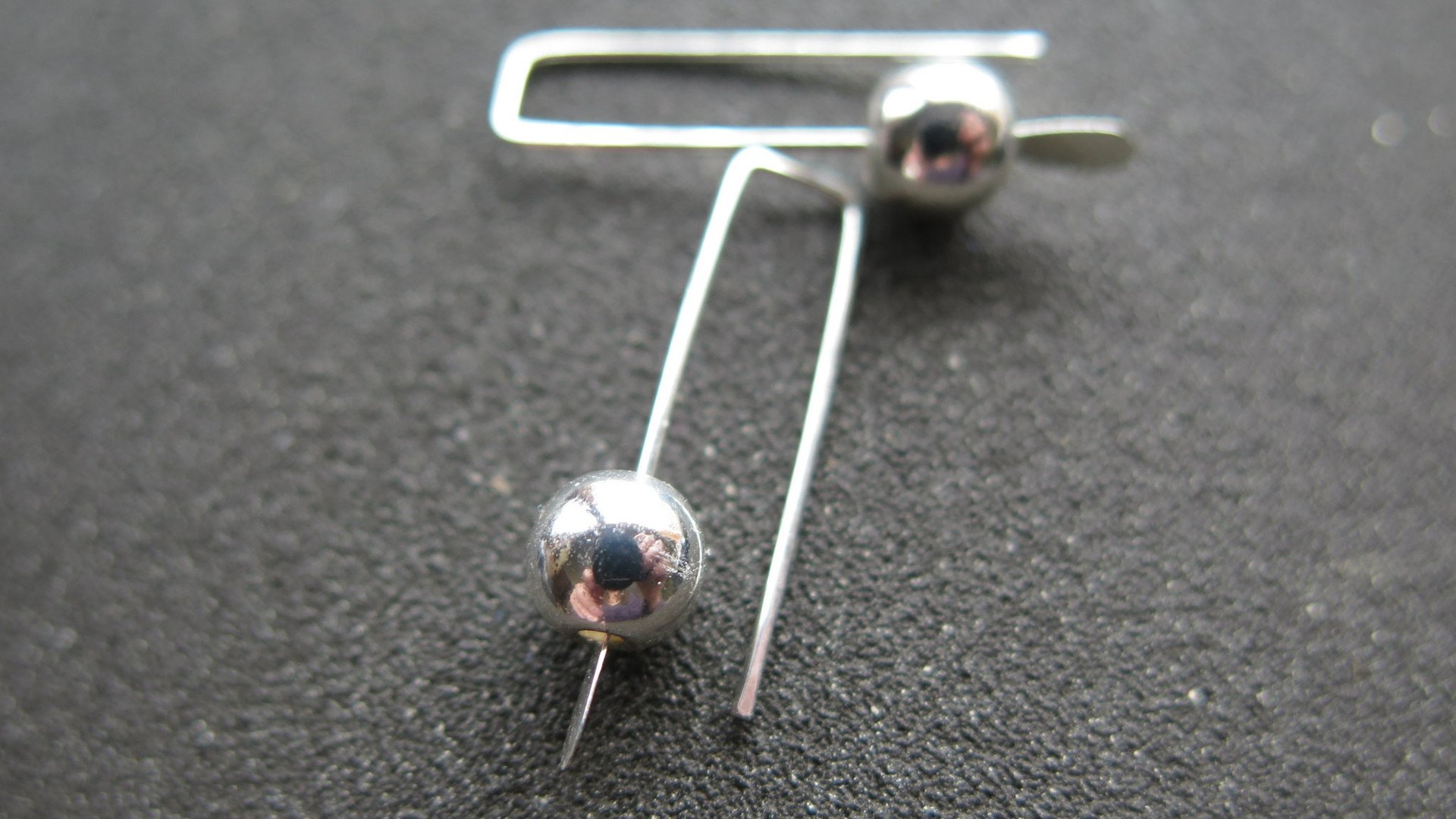 small silver earrings. simple modern jewelry. 1 inch earrings. made in Calgary