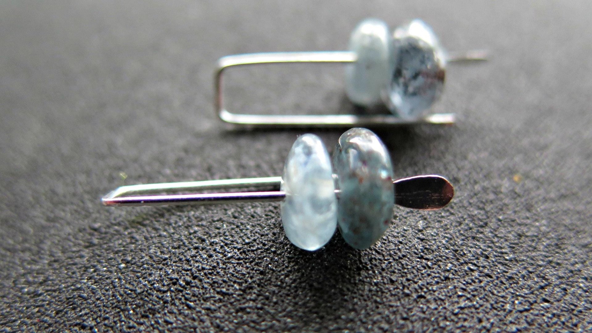small blue kyanite earrings. natural stone jewelry. small silver earrings. splurge. Calgary Alberta