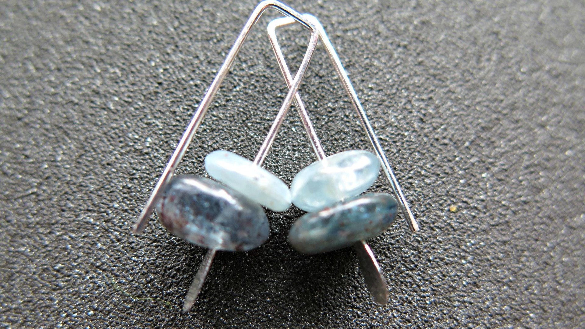 small blue kyanite earrings. natural stone jewelry. small silver earrings. splurge. Calgary Alberta