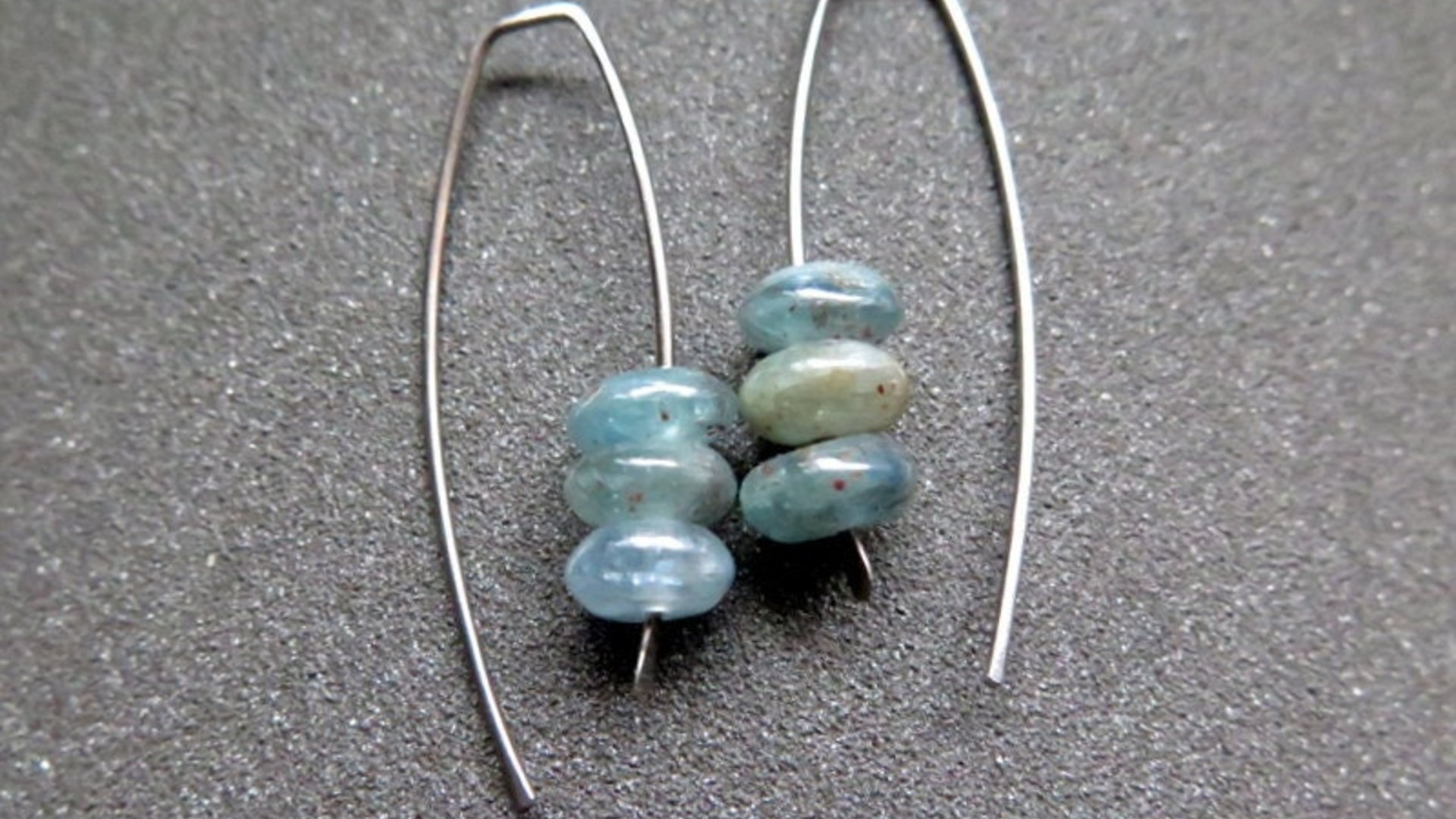 cornflower blue kyanite earrings. hypoallergenic jewelry. nickel free wire. Canadian seller