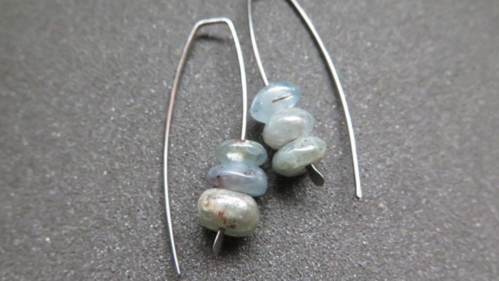cornflower blue kyanite earrings. hypoallergenic jewelry. nickel free wire. Canadian seller