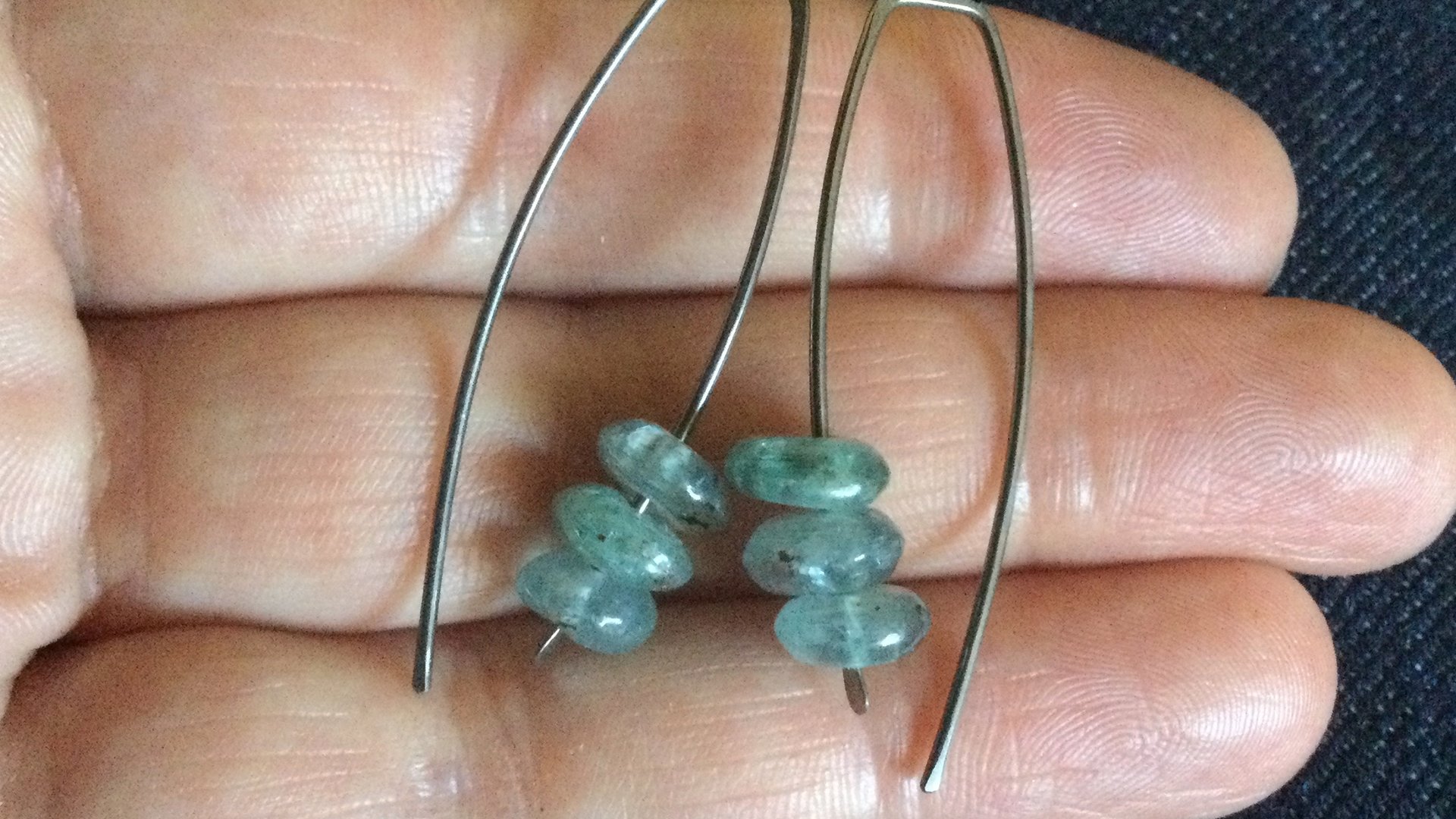 cornflower blue kyanite earrings. hypoallergenic jewelry. nickel free wire. Canadian seller