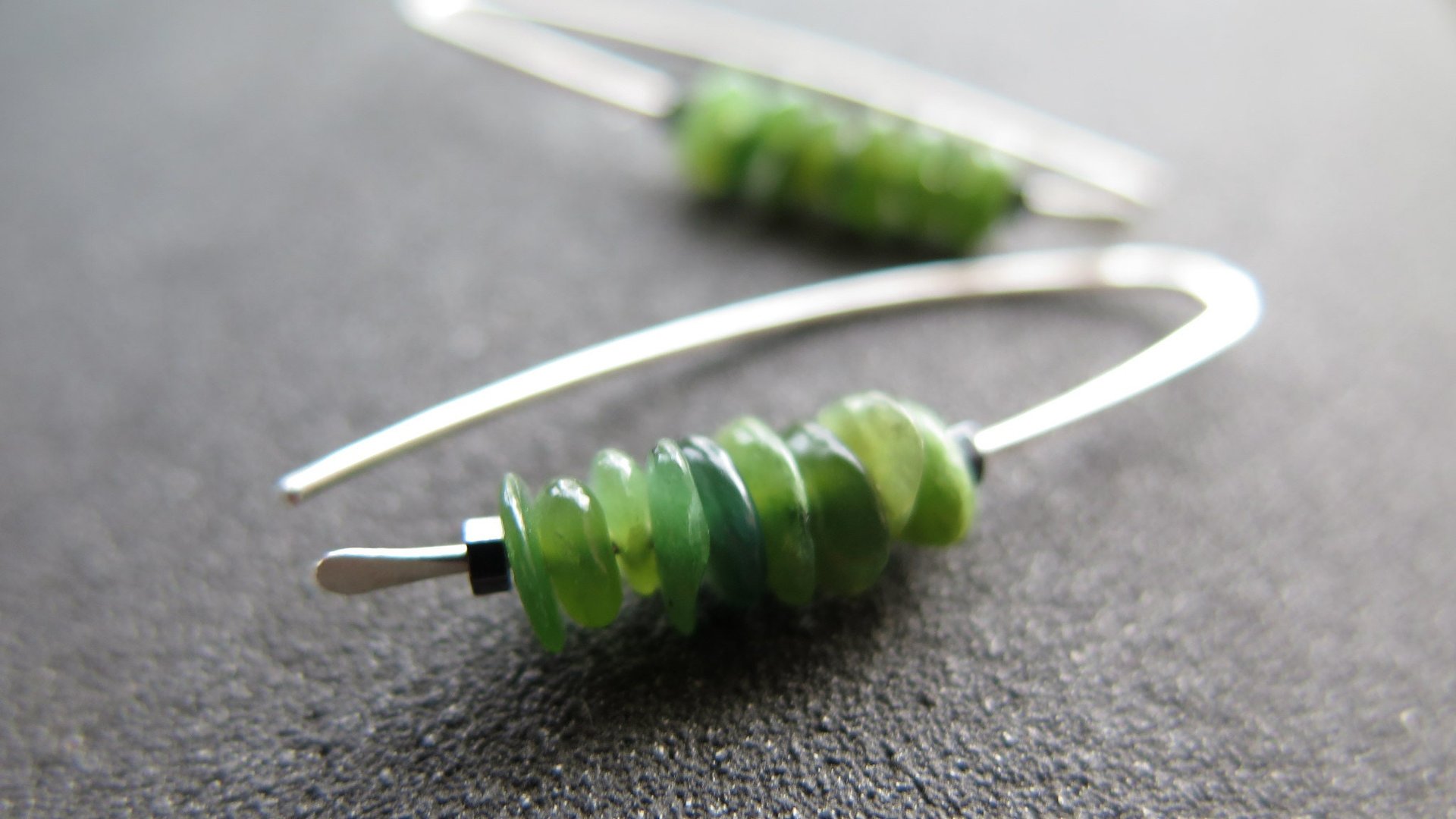 Canadian jade earrings. forest green jade jewelry. natural stone earrings.