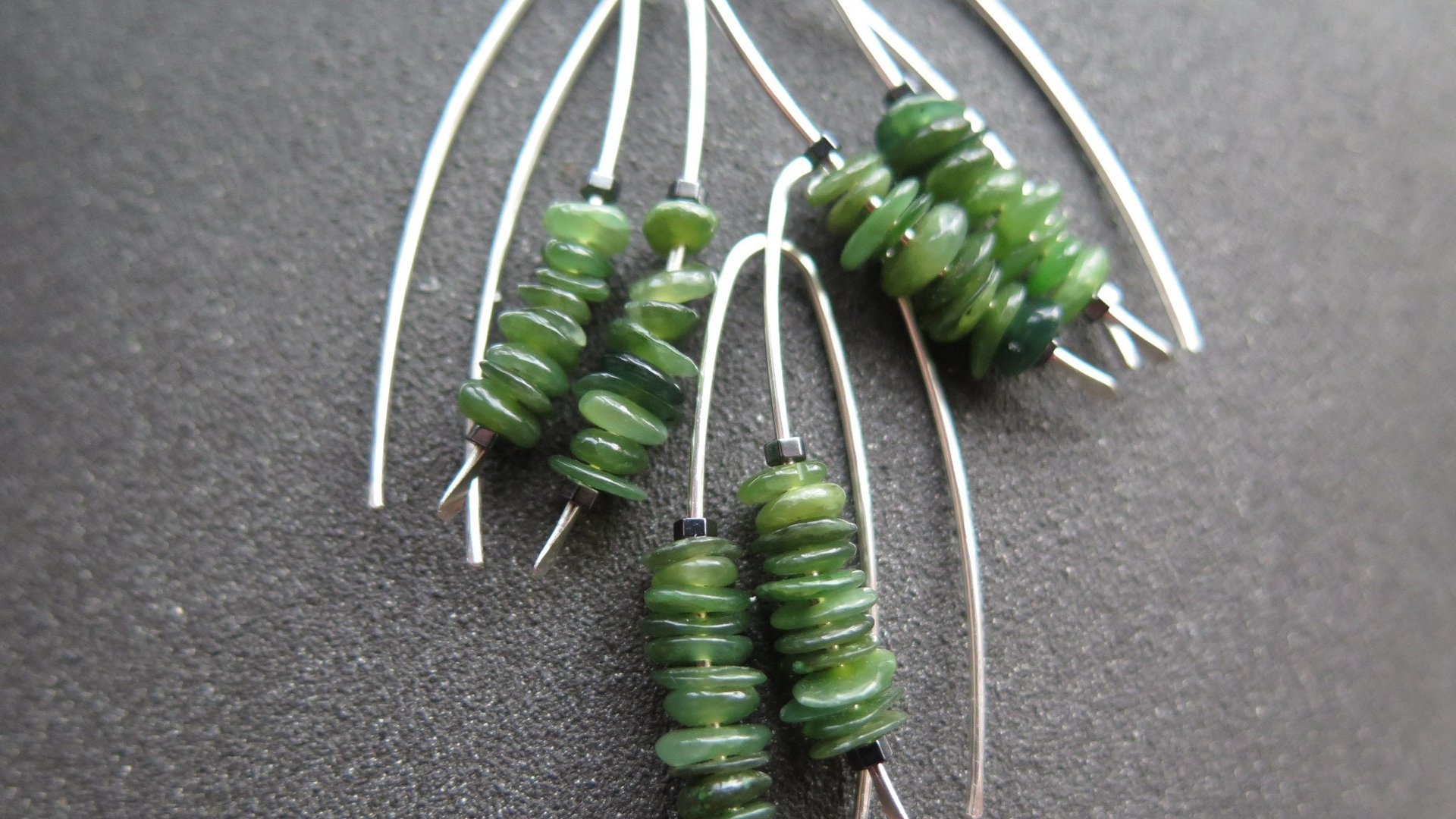 Canadian jade earrings. forest green jade jewelry. natural stone earrings.
