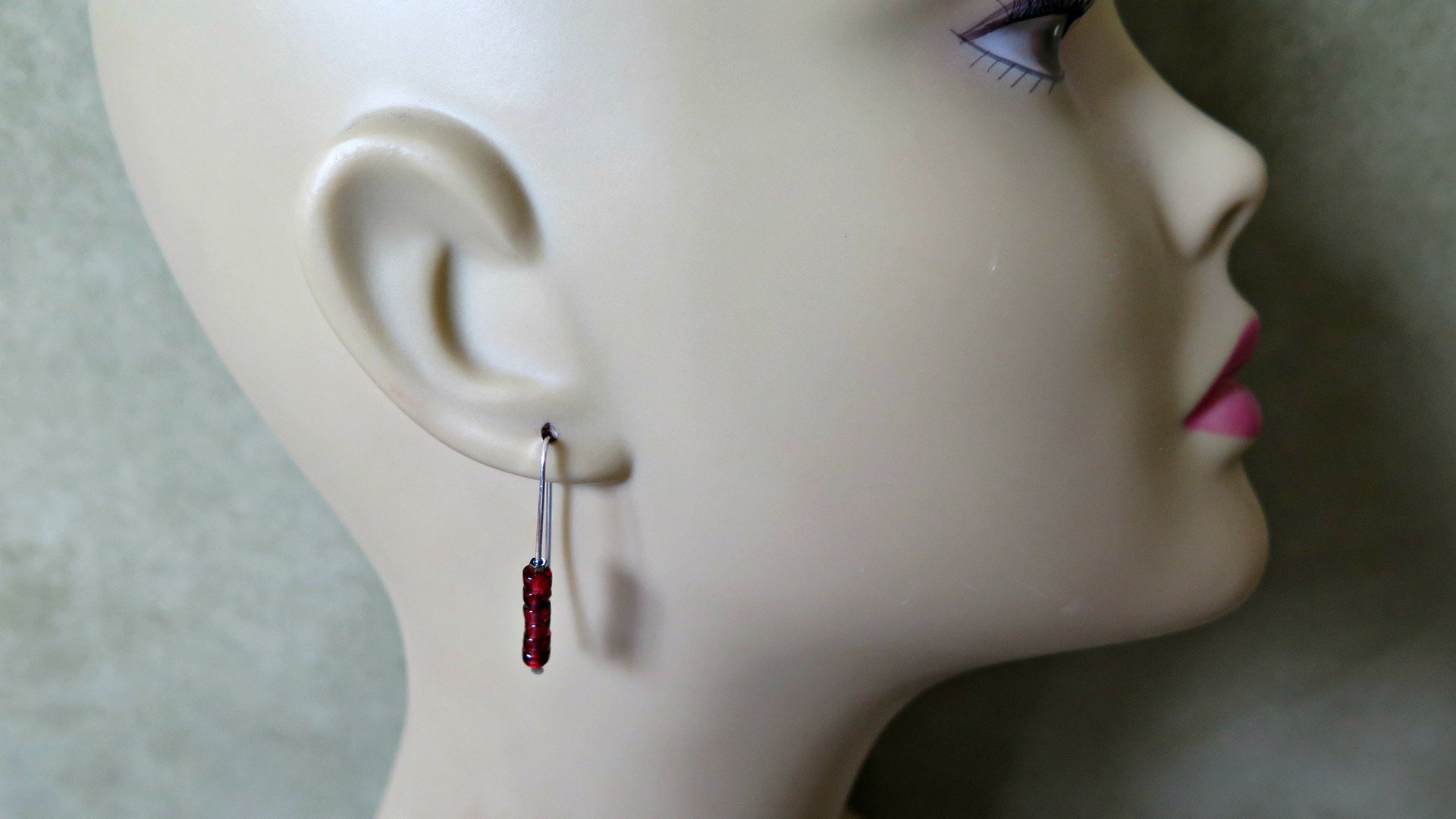 genuine red garnet earrings. modern red gemstone jewelry. Canadian made garnet jewellery.