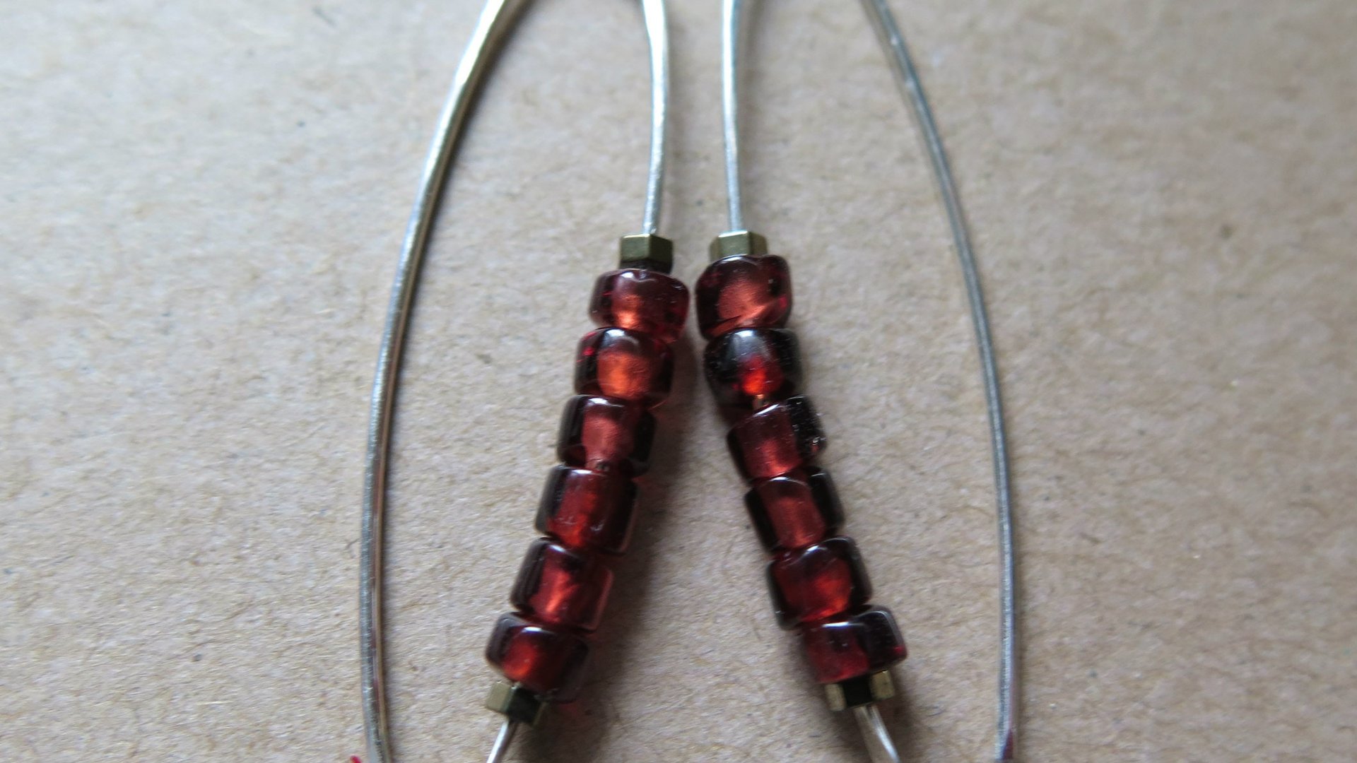 genuine red garnet earrings. modern red gemstone jewelry. Canadian made garnet jewellery.