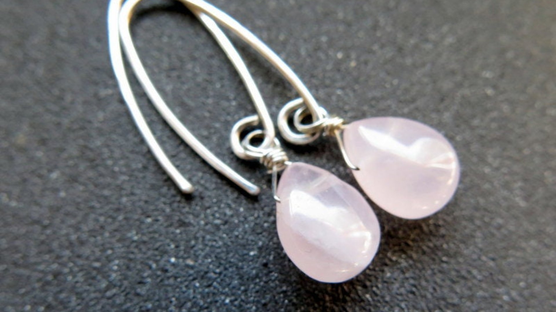 rose quartz earrings. pink dangle earrings. made in Canada.