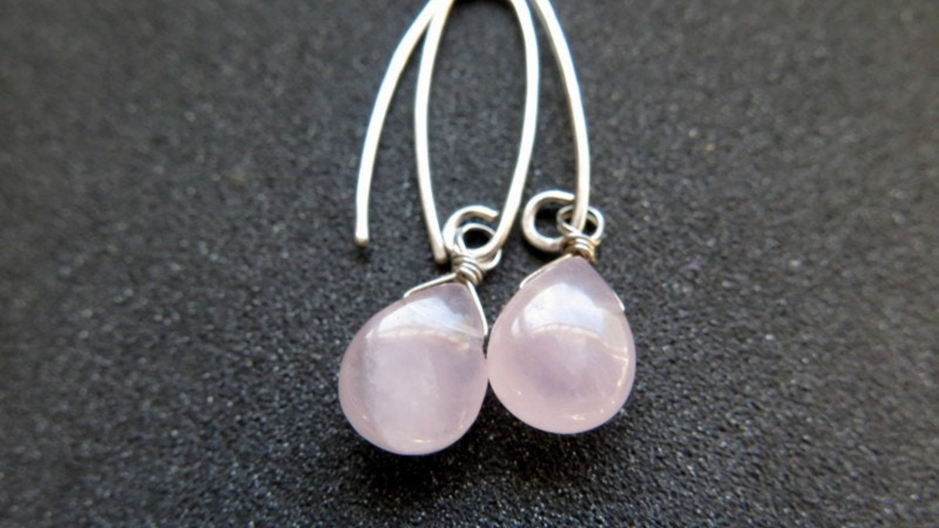 rose quartz earrings. pink dangle earrings. made in Canada.