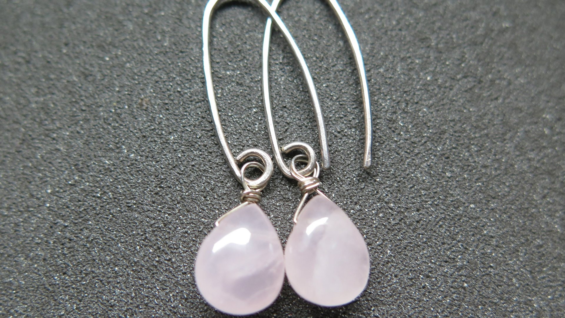 rose quartz earrings. pink dangle earrings. made in Canada.