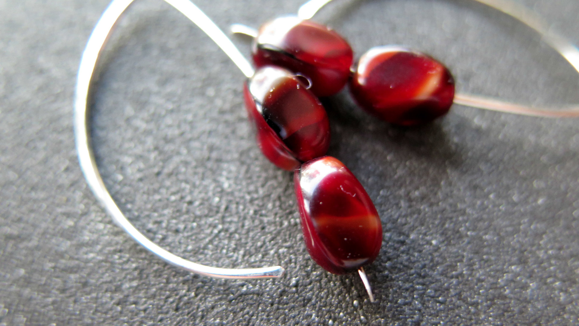 red agate earrings. modern stone jewelry in hammered sterling silver. made in Alberta Canada