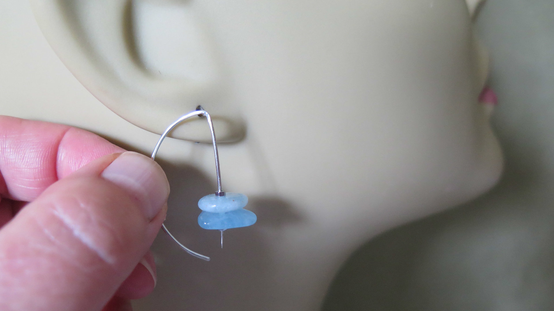 aquamarine jewelry. blue gemstone earrings. March birthstone