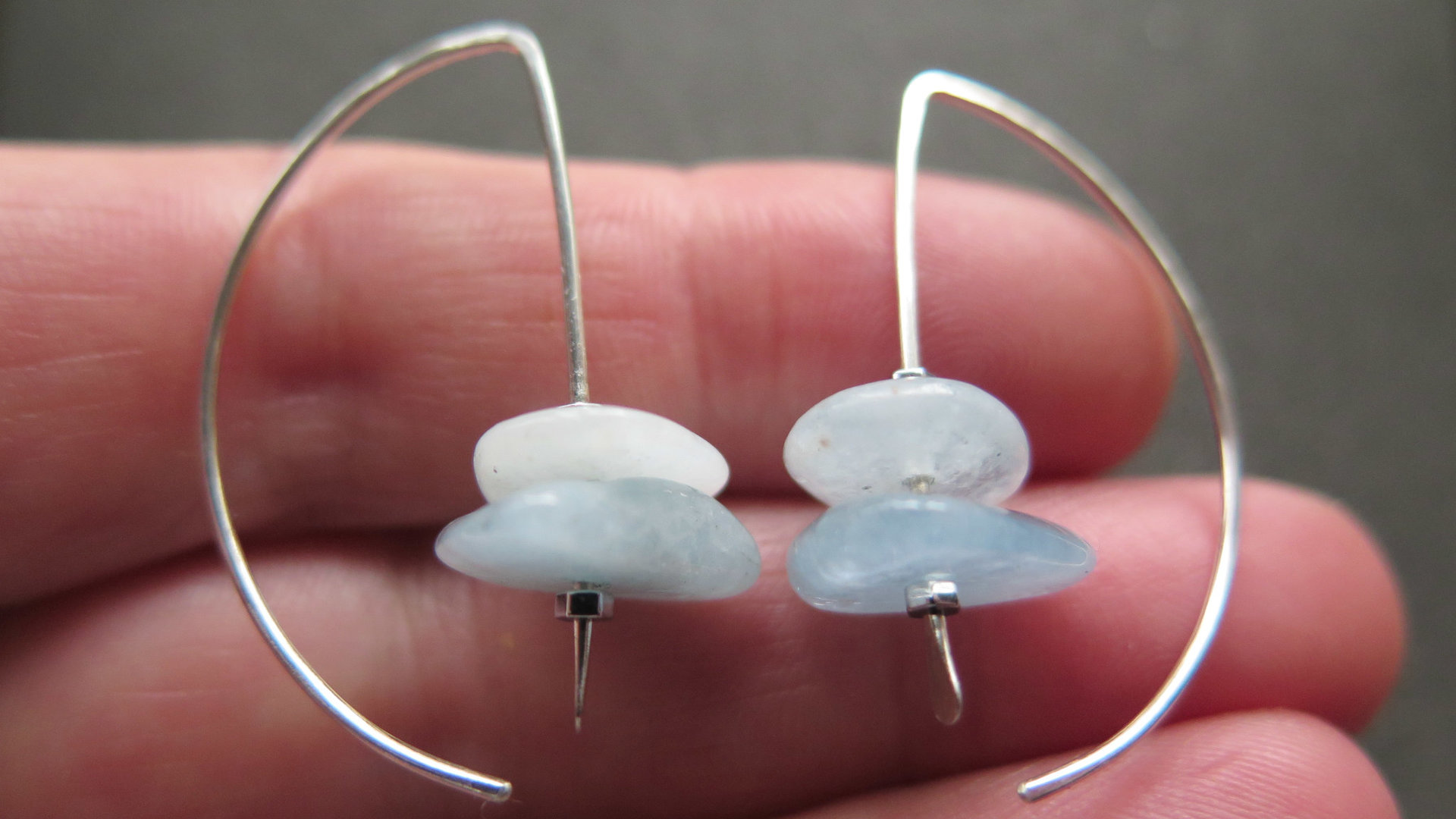 aquamarine jewelry. blue gemstone earrings. March birthstone