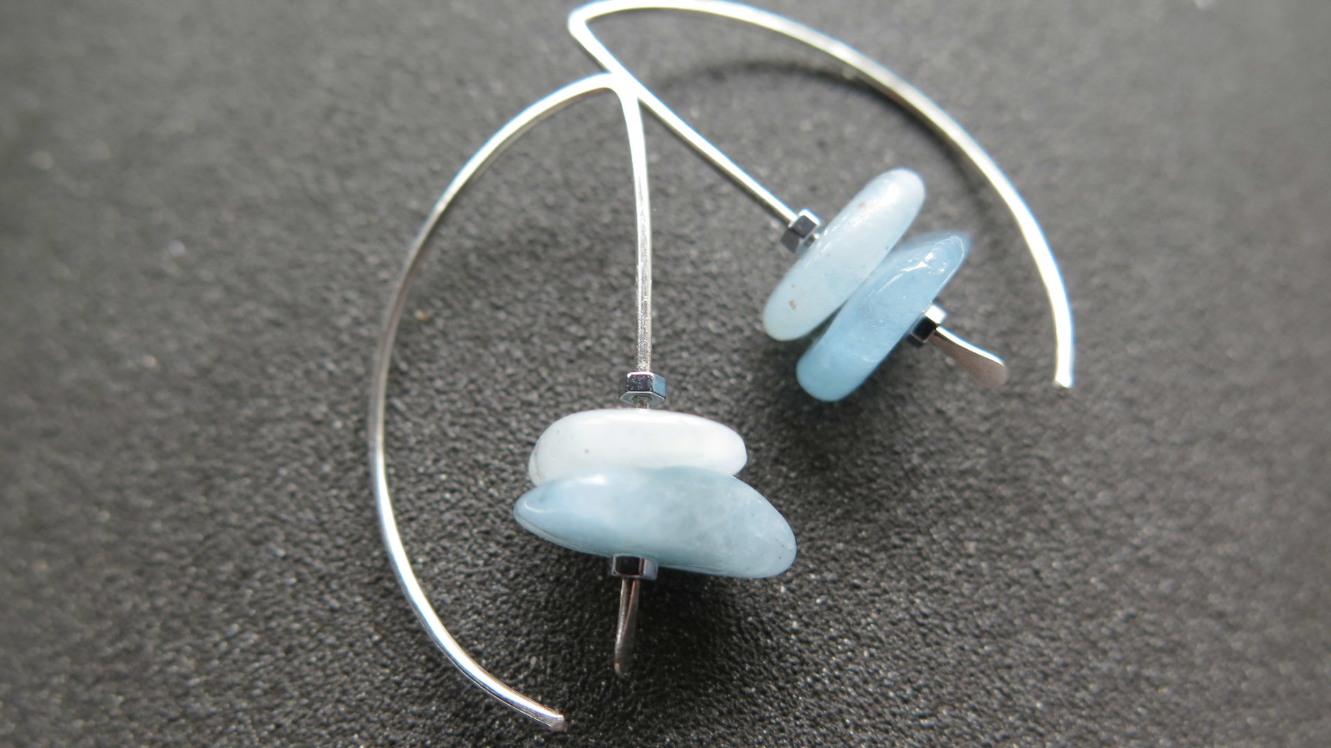 aquamarine jewelry. blue gemstone earrings. March birthstone