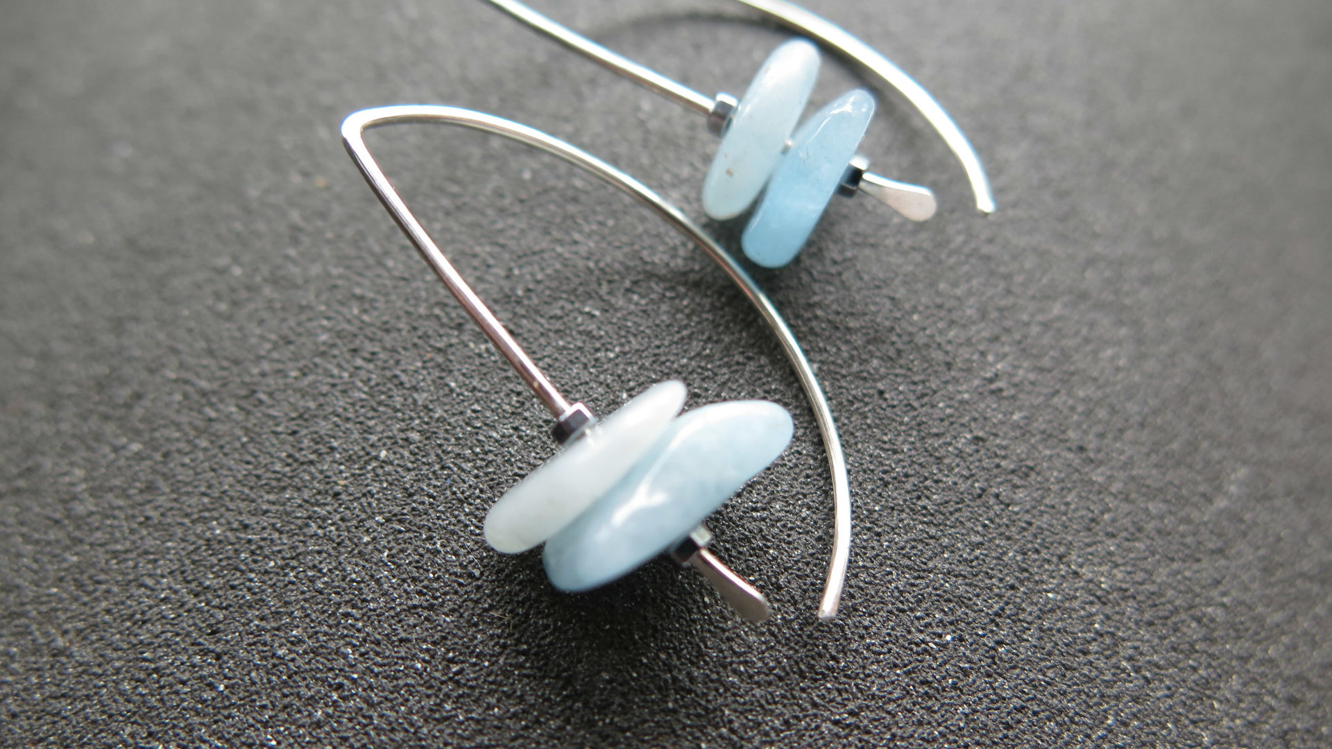 aquamarine jewelry. blue gemstone earrings. March birthstone