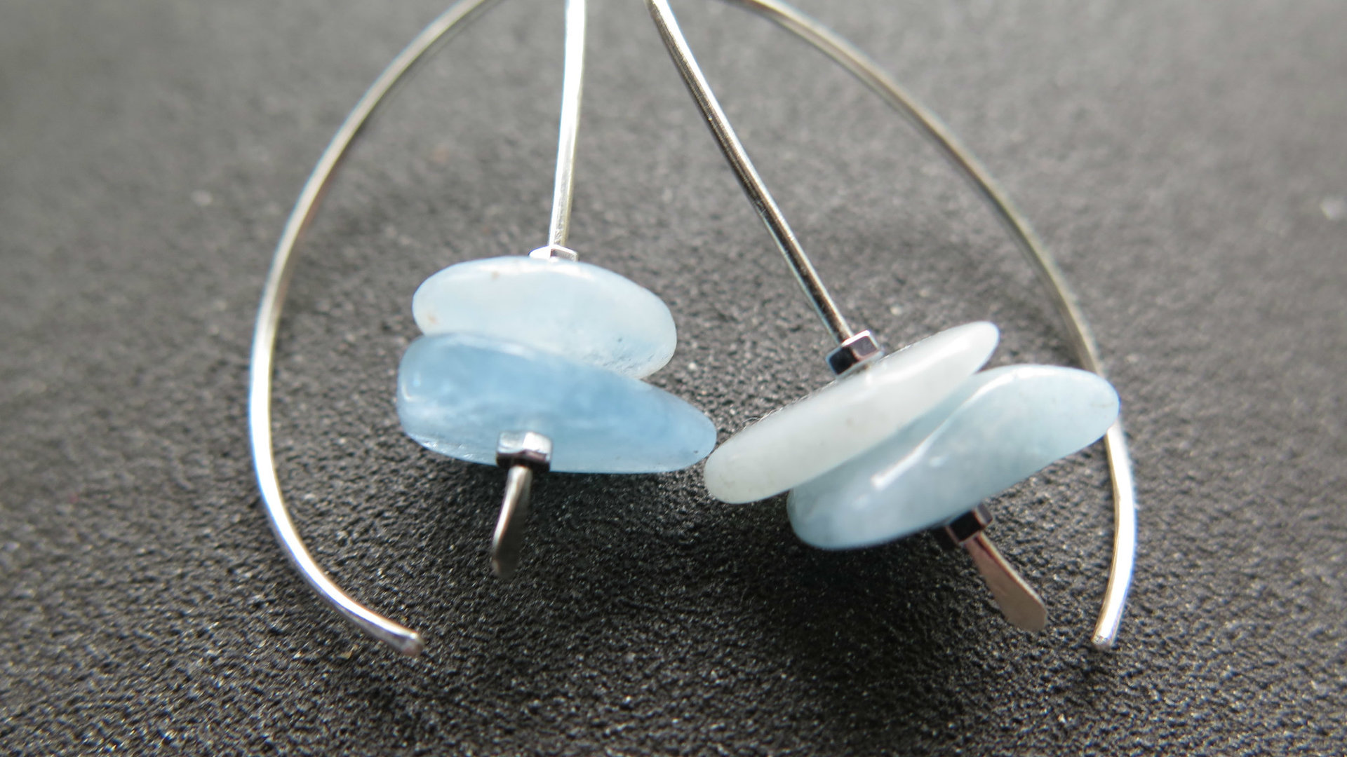 aquamarine jewelry. blue gemstone earrings. March birthstone
