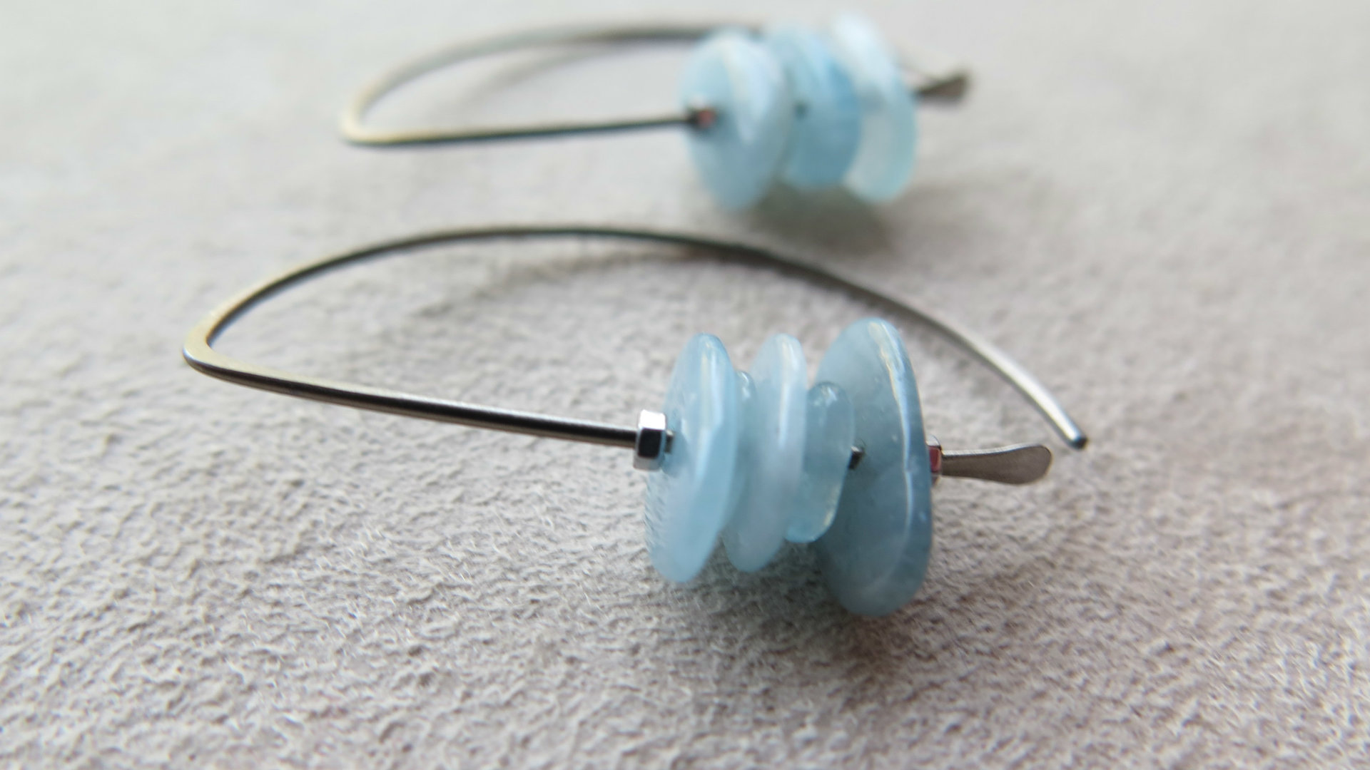 Custom red tiger eye and aquamarine niobium earrings for the lovely J.