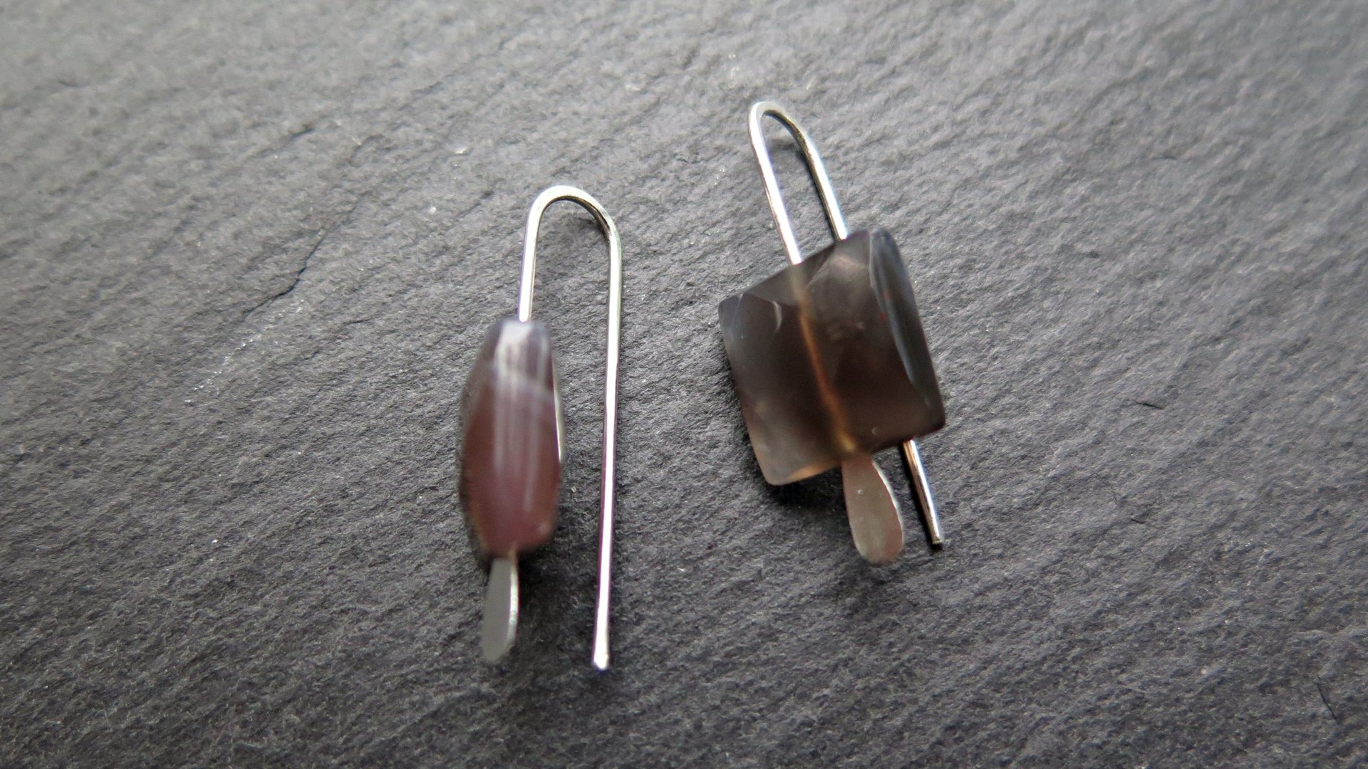 On hold for N small square agate earrings. contemporary silver jewellery. splurge. Canadian made product.