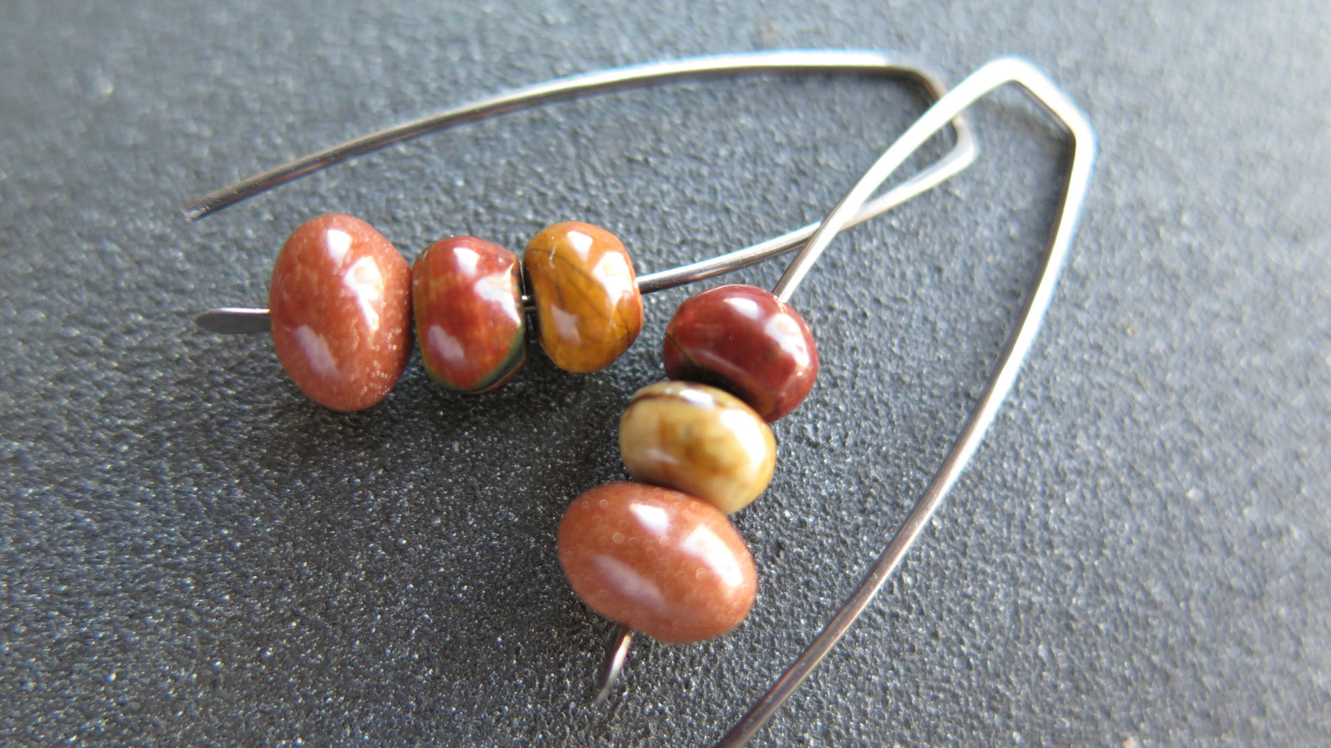 Custom order for MA of niobium earrings with crystals, hematite, jasper and goldstone. artisan jewelry, handmade in Calgary.