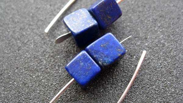 lapis earrings sterling silver. cobalt blue earring. lapis lazuli jewelry. 1 1/2” drop earrings. hypoallergenic jewellery.