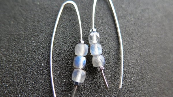 labradorite earrings with flash made with sterling silver wire. modern gemstone jewelry. Canadian made labradorite jewellery.