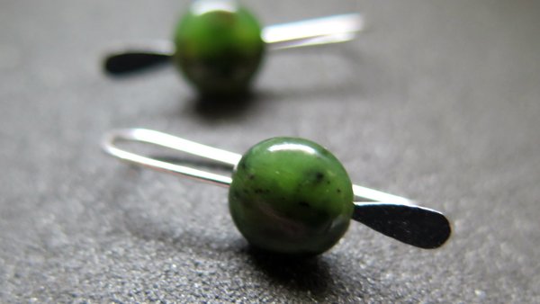 very dark forest green jade earrings. natural jade jewelry. earrings from Canada.