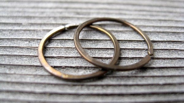 mens hoop earrings in antique bronze. men's jewelry. small niobium hoops.