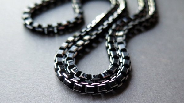 mens necklace. black choker. 6 mm wide box chain. made in Canada.