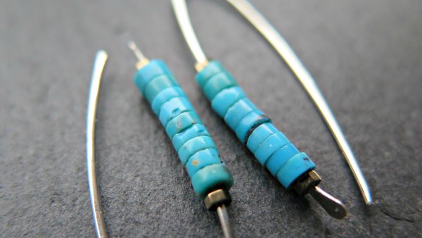 genuine turquoise earrings with natural stones in robins egg blue. modern turquoise jewelry. made in Canada