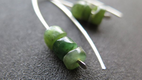 Canadian jade earrings. green jade jewelry. sterling silver jewellery.