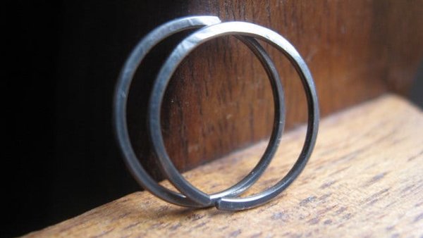 mens hoop earrings. dark silver niobium. hypoallergenic hoops.