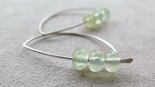 mint green earrings. natural stone jewelry. prehnite jewellery