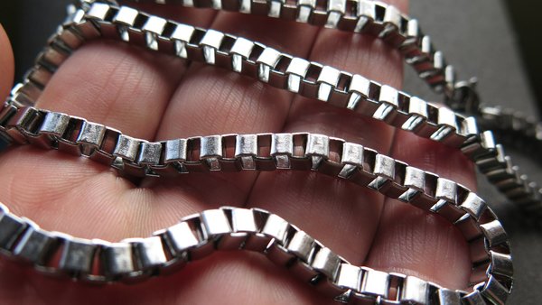 mens box chain necklace. stainless steel jewelry. made in Canada.