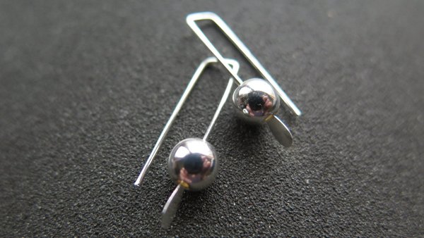 small silver earrings. simple modern jewelry. 1 inch earrings. made in Calgary