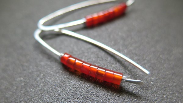 orange carnelian earrings. modern artisan jewelry. gemstone jewelry from Canada