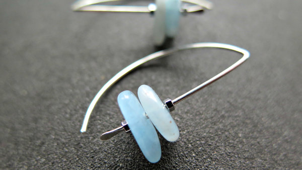 aquamarine jewelry. blue gemstone earrings. March birthstone